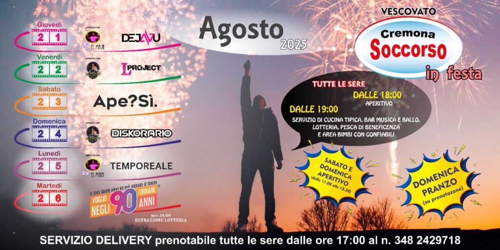 Vescovato: arriva la Festa di Cremona Soccorso dal 21 al 26 agosto